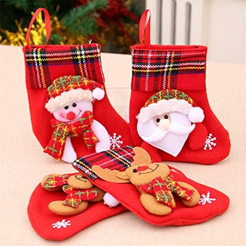 Shypt 4 парчиња/Поставете Божиќни чорапи за чорапи за подароци што висат подароци чорапи празнични партиски материјали