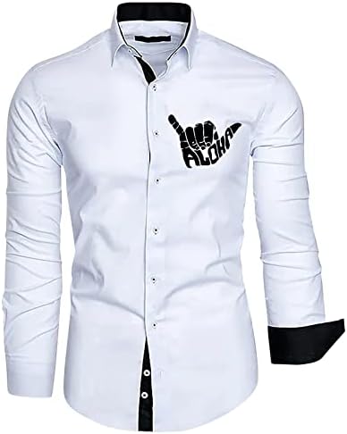 Кошули за мажи 2023 летен долг ракав плус големина на копчето надолу печатено y2k врвови обични модни модни блузи