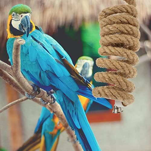 Јаже за папагали - спирално јаже за птици што висат на играчки за птици Папагал Искачување играчки со bellвонче за падобрани