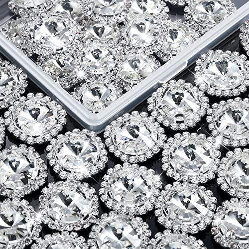 28 парчиња привлечности за нокти украси Rhinestones Копчиња за нокти 14 мм шијат на кристални копчиња за свадбени нокти DIY занаетчиски