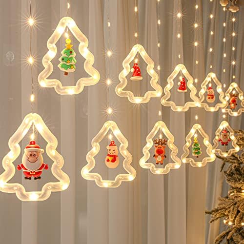 Божиќни светла, 10 дрвени светла 120 LED Божиќни украси затворени, батерии оперирани за Божиќни прозорец 9,84 стапки водоотпорна низа