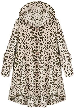 Andongnywell дами јакна худи меки меки кошула женско зимско копче палто меки качулки со качулка