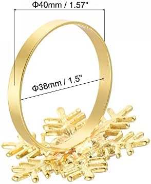 Укчел метални прстени со салфетка сет од 6, сјајни снегулки од салфетка, држач за прстенести токи за украси за трпезариска маса, свадба