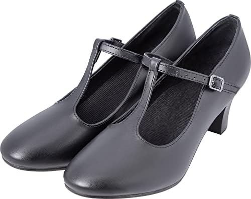 Линоди ПУ кожа Т-лента за чевли за чевли 2 '' танцувачки чевли за жени-црни-5,5м метри