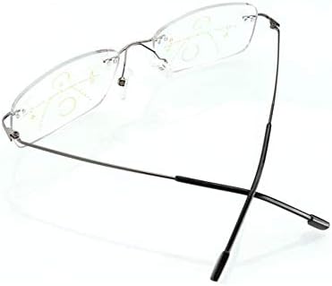 Безобразни прогресивни очила за читање со повеќе очила за очила за очи, моден читач на очи далеку во близина на очила +3,0 јачина сива метална