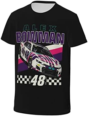 Asfrsh Alex Bowman 48 кошула за Teen Girl & Boy Printing кратки ракави Атлетски класичен кошула со екипаж маица маица