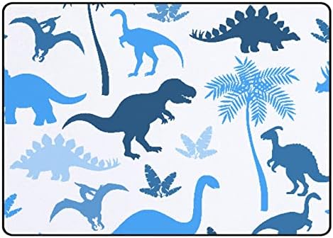 Xollar меки големи деца килими меки расадник бебе ползи играјќи сино диносаурус силуети област за килим за детска соба дневна соба спална