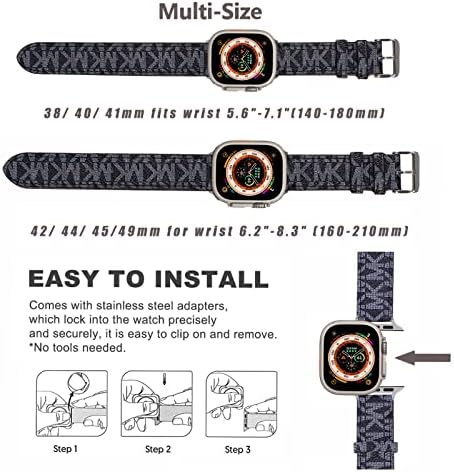 Дизајнерски Луксузни Кожни Ленти За Часовници Компатибилни со Опсегот На Apple Watch 38мм 40мм 41мм 42мм 44мм 49мм Компатибилен со Серија