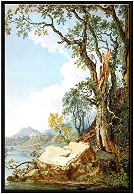 999STORE лебдечка рамка река со вертикално сликарство на природата на дрво за wallид црно059