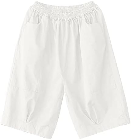 Цврста боја Бермуда шорцеви женски колено должина на коленото летни летни шорцеви со дрес со длабоки џебови салон со долги шорцеви
