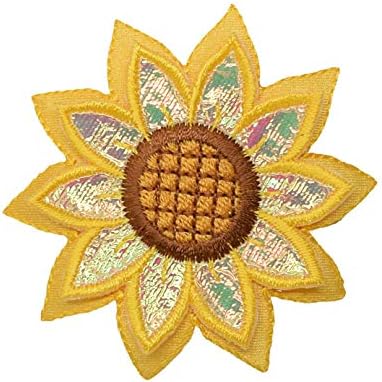 Сончоглед - сјаен - жолт 3Д слоевит цвет - везено железо на лепенка