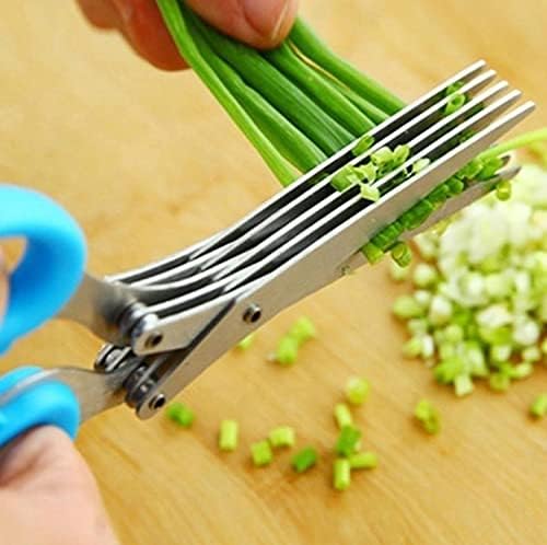 Kltemgdd muti-слоеви кујнски ножици не'рѓосувачки челик секач за зеленчук, чиста билка, лајв зачини, алатка за готвење исечени додатоци за кујна