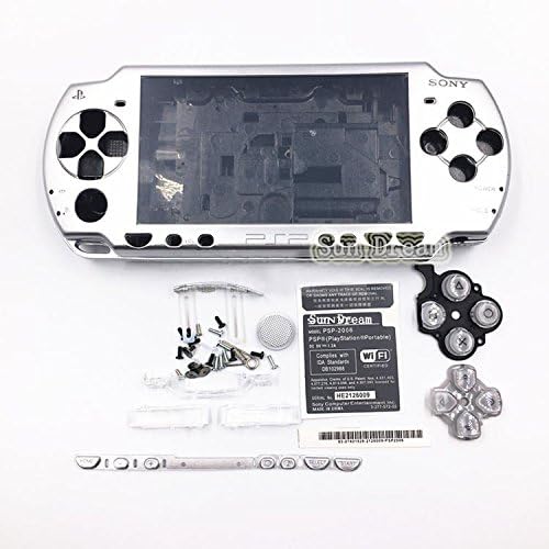 Нова замена Sony PSP 2000 Конзола Комплетна обвивка за куќиште со сет на копче - Сребрена