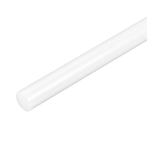 Uxcell Пластична тркалезна шипка 5/8 инчи Дија 20 инчи со должина на бели полиоксиметиленски шипки Инженерски пластичен тркалезен бар