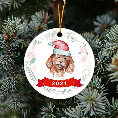 Божиќен Украс за Кучиња лабрадудл Прилагоден Со Име Акварел Персонализиран Празник За Миленичиња 2020 Година Меморијал За Испорака На Миленичиња