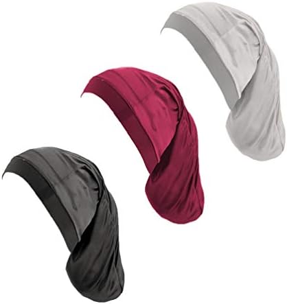 Unisex Spandex Satin Dreadlocks & Blaids Cap 3 спакувано, ноќен сон целосен глава капа за нега на коса за жени мажи