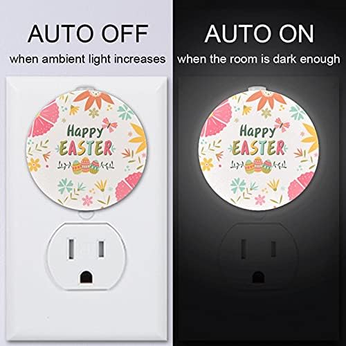 2 приклучок за приклучок за ноќно светло LED ноќно светло цветност среќен Велигден-01 со сензор за самракот до-до-до-до-до-до-до-до-врата