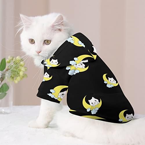 Симпатична мачка на Месечината Пет Худи зимска кошула со качулка со капа за кучиња мачки кутре облека симпатична носија