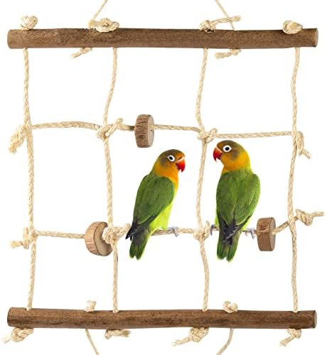 Перч на птици, природно дрвена јаже за птици, качување по нето -играчки, трајно висечки папагал играчка за папагали за пакувања кокатос кокатил
