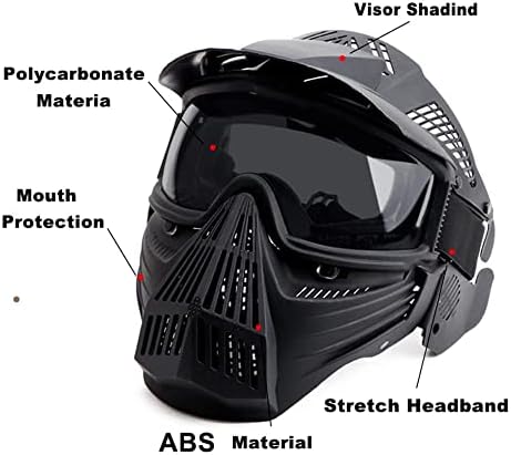Ninat Airsoft Mask Tactical Masks Full Face со заштитни очила за леќи за заштита на очите за Ноќта на вештерките CS Survival Games Shooting