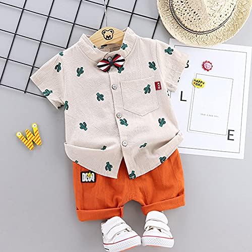 Облека за бебешки облека облеки Кактус печати врвови случајни 2 парчиња поставувани облеки за деца летна облека