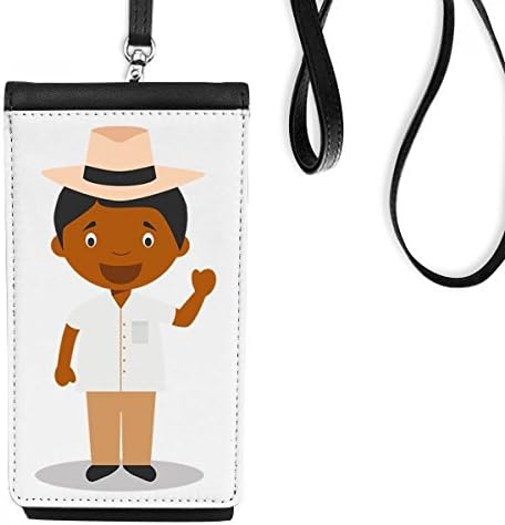 Капа црна куба цртан филм уметност деко подарок моден телефон паричник чанта што виси мобилна торбичка црн џеб