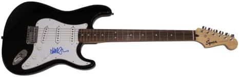 Ханс Зимер потпиша автограм со целосна големина Црна Фендер Стратокастер Електрична гитара А автентикација на Jamesејмс Спенс ЈСА JSA COA