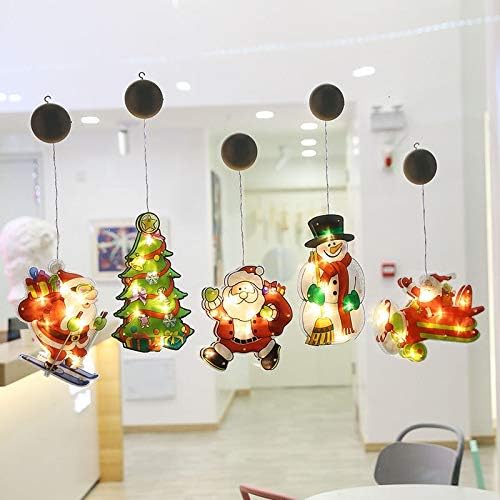 Божиќ Божиќни декоративни светла празнично облекување во продавница за прозорецот Поставете вшмукување чаша ламба елка