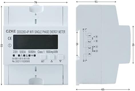 OUTVI ЕДИНЕТНА ФАЗА 220V 50/60Hz 65A DIN Rail WiFi Smart Energy Meter Timer Monitor KWH METER WATTMETER