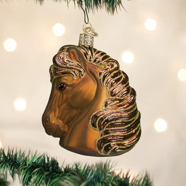 Орнамент за новогодишно стакло од стариот свет божиќен коњ за новогодишна елка