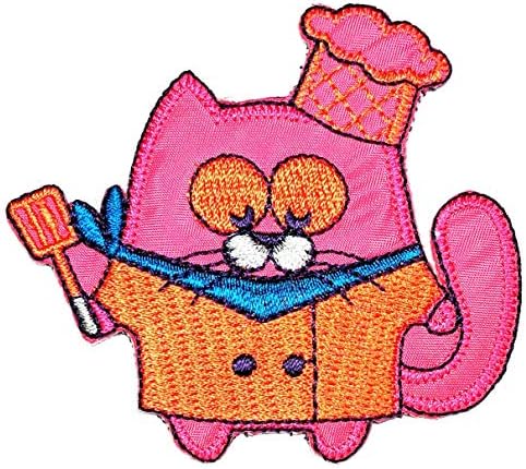 Парита Симпатична прекрасна розова мачка готвач за цртани налепници за везење везени залепи за шиење за шиење за лепење за лепење