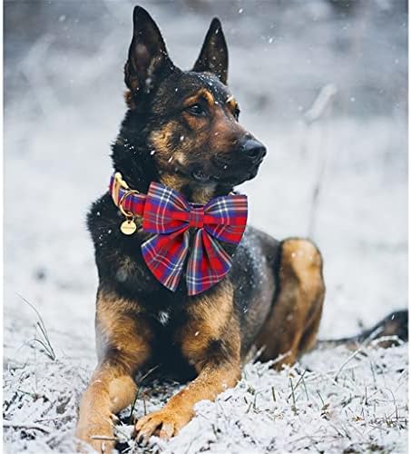 Општа Божиќна јака од кучиња со памук со морнар лак црвена и сина карирана јака за кученце за мало средно големо куче