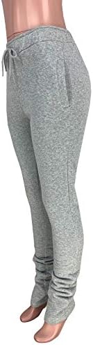 Kafilooe жени обични цврсти џогерни панталони за влечење на еластична половината, наречена џемпер со џеб