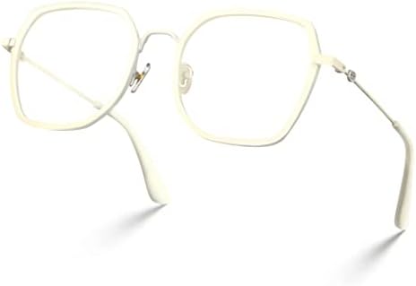 Сините светлосни очила Laemzinv за жени, редовна метална рамка на хекгон, за компјутерски очила и очила за игри LA031