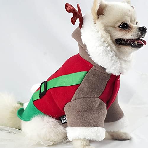 Облека за домашни миленици за мали кучиња машки дизајнер изгледаат есен и зимски Божиќ, четири нозе задебелени гребење топло копче куче миленичиња