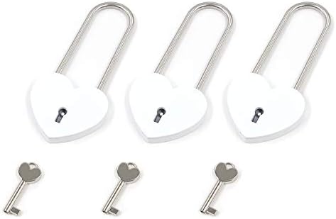 T tulead harsубовници во форма на срцеви брави Големи срцеви удари Бели брави 3.86 x1.75 Декоративни брави пакет од 3 со клучеви