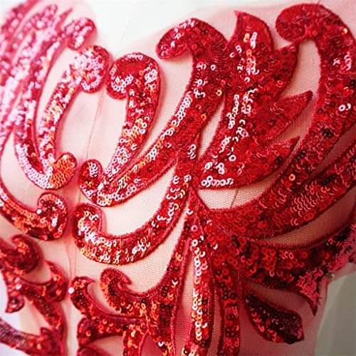 WSSBK 2PCS 46cm црвен секвенцин чипка ткаенини Апликации шијат на закрпи решетки за венчаница за венчавки за фустан за невестата DIY
