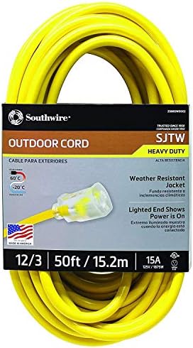 Southwire 258888SW0002 Отворен кабел-12/3 SJTW Тешка должност 3 Продолжена кабел за комерцијална употреба, 50 стапки