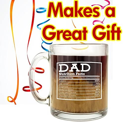 Факти за исхрана на тато - чаша за стакло кафе - прави смешен подарок за Денот на таткото и домашен софтвер под 15 долари