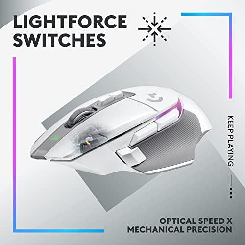 Logitech G502 X Плус Lightspeed Безжичен RGB Игри На Глувчето-Оптички Глушец Со Lightforce хибридни прекинувачи, LIGHTSYNC RGB, Херој