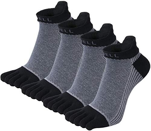 ВВЕЛ Машки Памучни Чорапи Со Пет Прсти Чорапи Без Шоу Атлетски Чорапи На Екипажот За Трчање 4 Пара