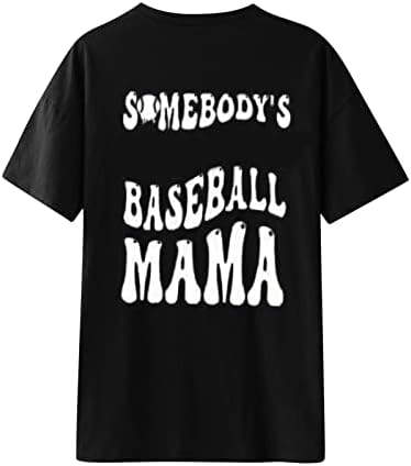 Tunuskat Преголеми кошули за жени бејзбол мама графички маички летни обични спортски салата маички печатени лабава симпатична голема маица