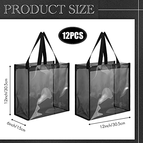 Хилбан 12 Парчиња Јасни Црни Торби За Торби Одобрена Од Стадионот Пластична Торбичка Транспарентна Видете Низ Јасна Торба За