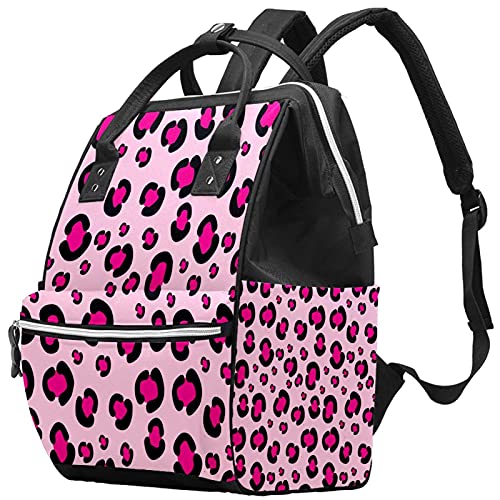 Девојка Розова Розова Леопард Печатење Шема Пелена Торба Торби Мумија Ранец Голем Капацитет Пелена Торба Нега Патна Торба За Нега На Бебиња
