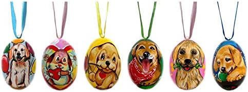 6 кутриња за кучиња- Златен ретривер и дрвени Божиќни украси од Лабрадор 3 инчи
