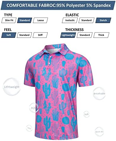 Уидеазон машки поло кошули со краток ракав сув вклопување 3Д печатење влага за лоцирање смешна кошула за голф
