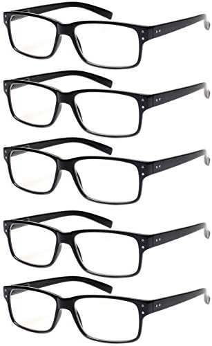 Norperwis 5 пар за читање очила за читање Квалитет на лесна сина светлина за блокирање на очила со читачи на пролетни шарки за жени мажи