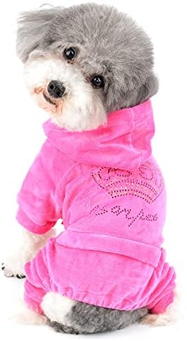 Ранфи миленичиња кучиња меки кадифени круни, кученце кутре палто, кучиња пижами, кучиња облеки hooide за кучиња мачки розови XL
