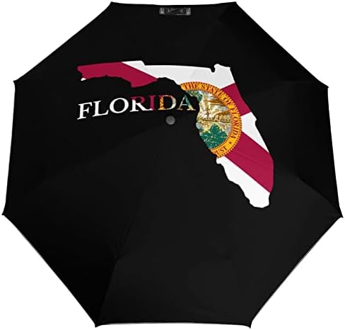 Флорида Мапа Знаме Патување Чадор Ветроупорен 3 Набори Автоматски Отворен Затвори Преклопен Чадор За Мажи Жени