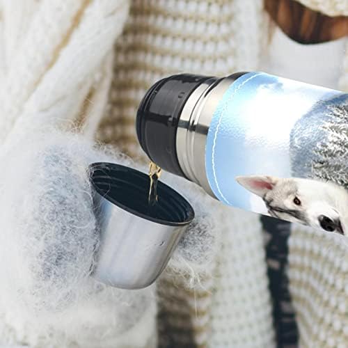 Зимски ескимо куче не'рѓосувачки челик вакуум изолирано шише со шише со вода за протек 500 мл